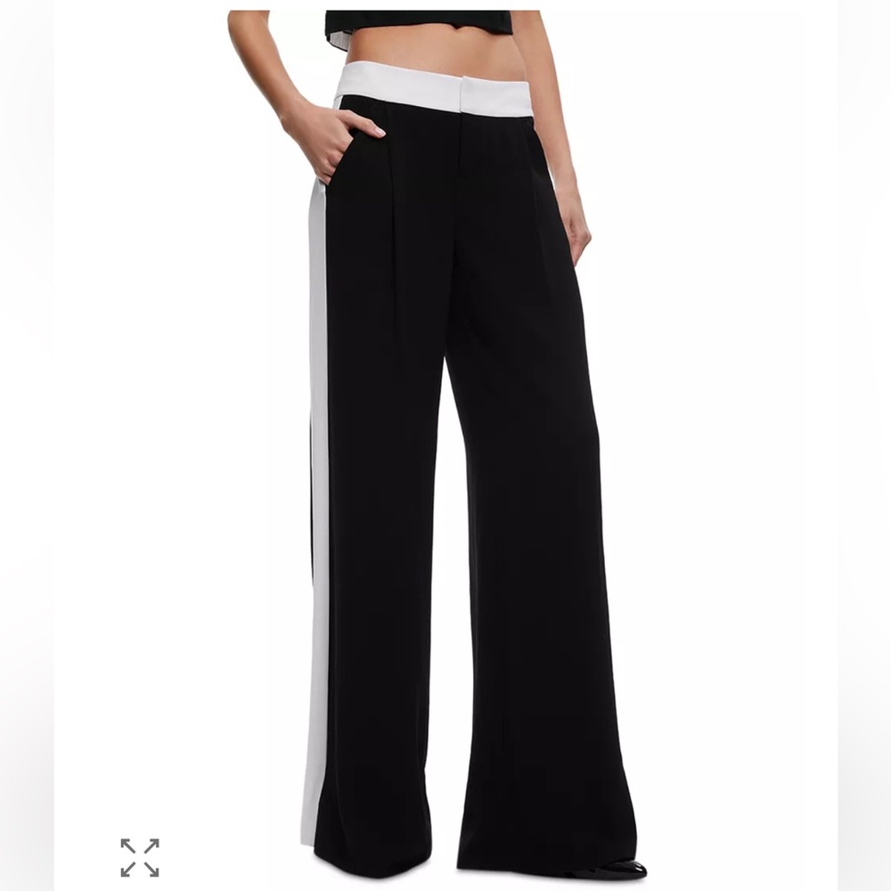 Alice + Olivia Black and White Wide-Leg Pants Eric size 8